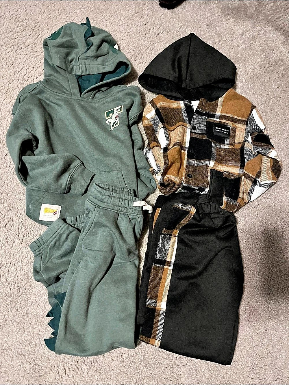 Kids Plaid & Green Matching Set